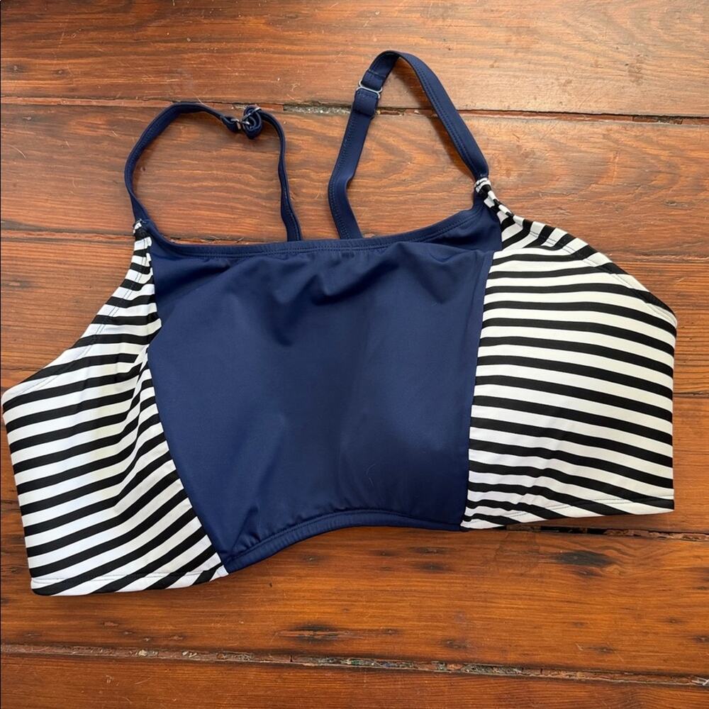 SWIM by CACIQUE nautical striped colorblock plus size bikini top sz 24